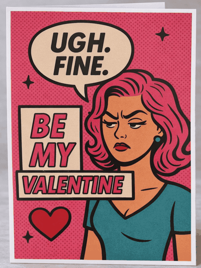 Ugh Fine, Be My Valentine. card